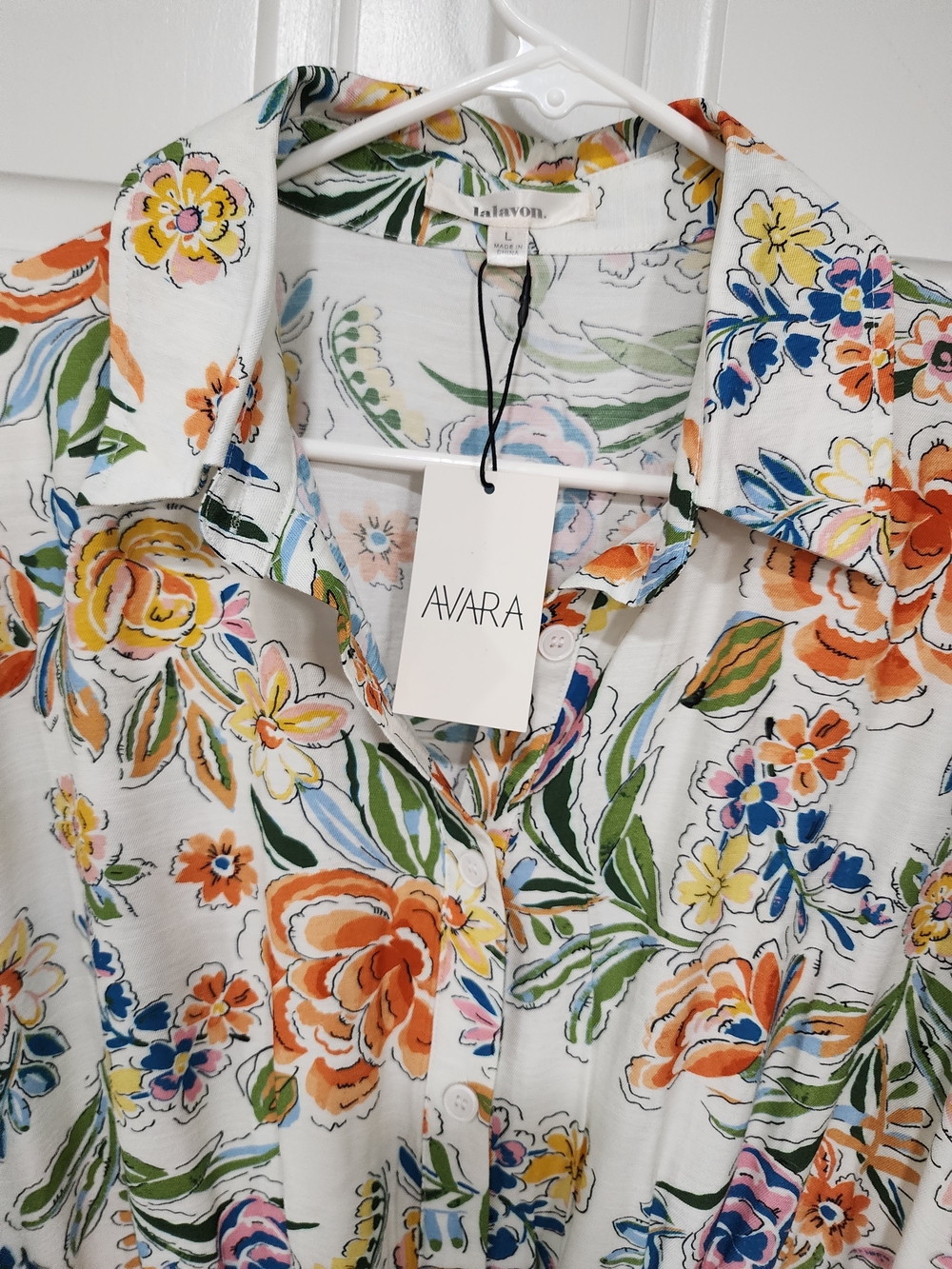 Cute Floral "Dahlia" Summer Button-Front Romper Shorts One Piece Ladies Size L. - Picture 3 of 10